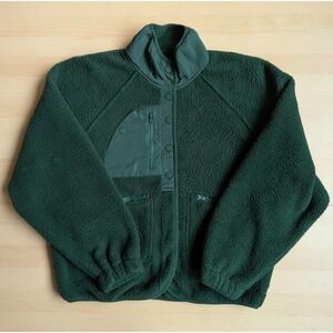 Anrabess Forest Green Teddy Bear Sherpa Fleece Jacket